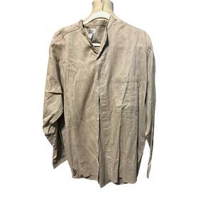 Preteur Taupe Linen Blend Long Sleeve Shirt  NWT Size Large